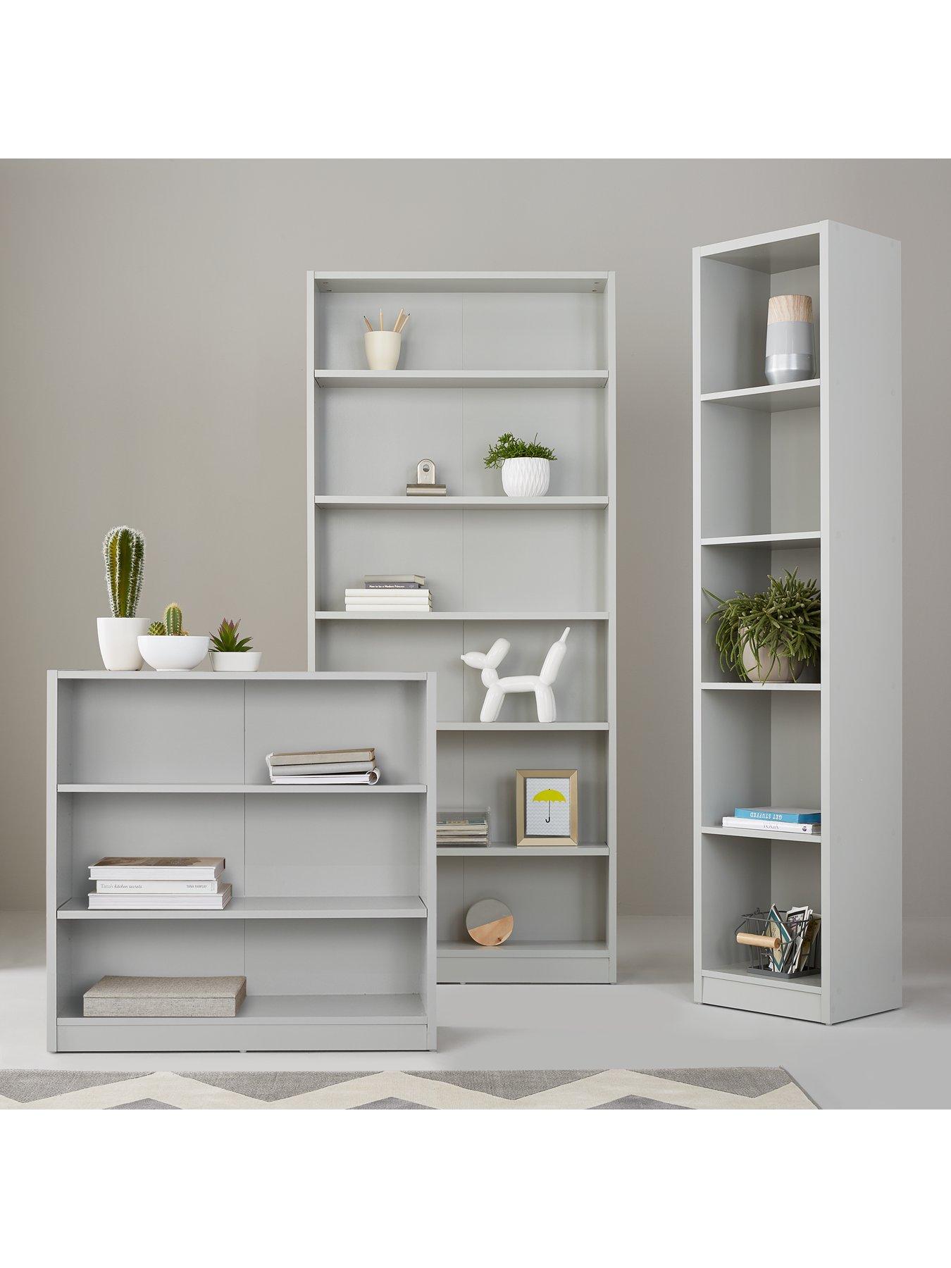 Metro Tall Half Width Bookcase Grey Littlewoods Com