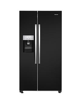 Hisense   Rs696N4Lb1 91Cm Wide, Total No Frost, American Style Fridge Freezer - Black (Doorstep Delivery Only)