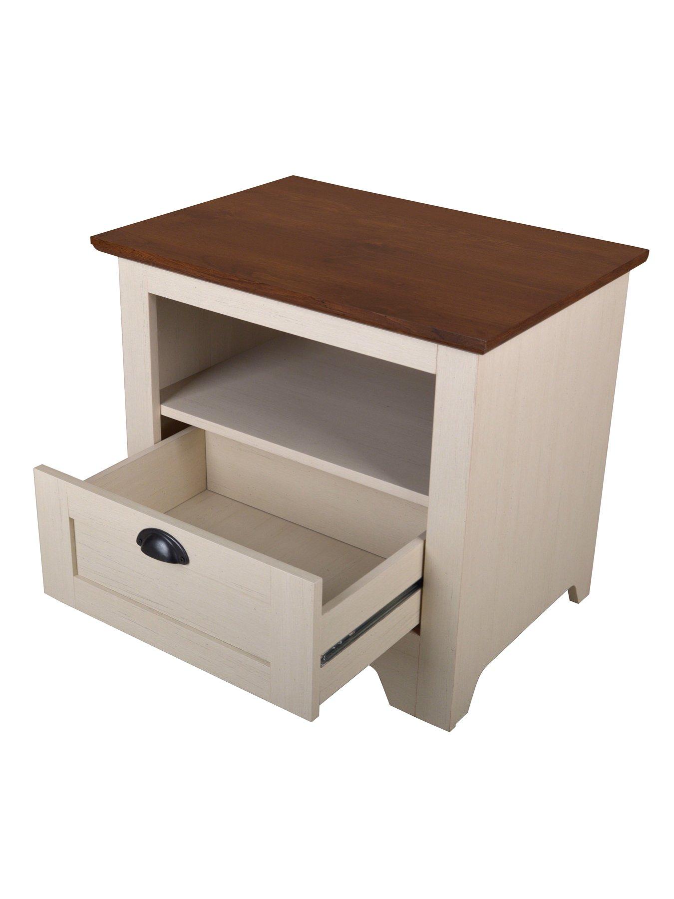  image of very-home-devon-1-drawer-lamp-table-ivorywalnut-effect