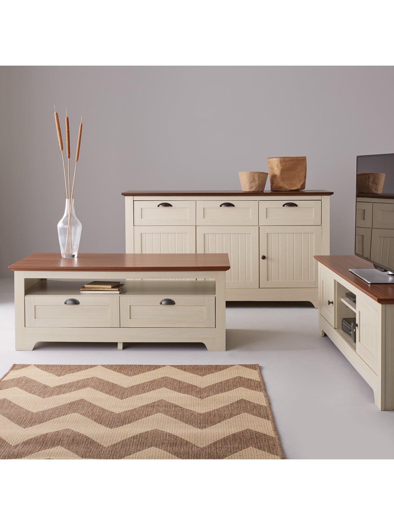 Very Home Devon Large Sideboard Ivory/Walnut Effect
