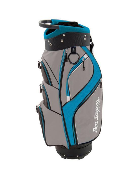 front image of ben-sayers-dlx-cart-bag--nbspgreyturquoise