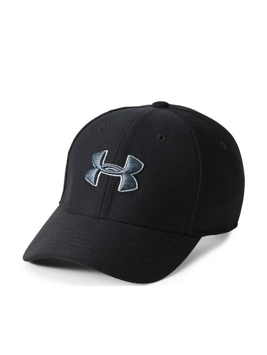 front image of under-armour-childrens-blitzing-cap-black