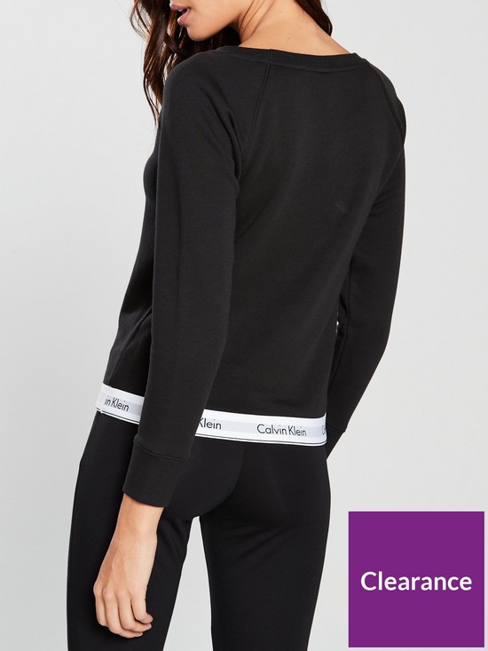 stillFront image of calvin-klein-modern-cotton-lounge-sweater-black