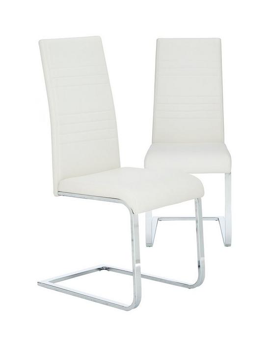front image of pair-of-jet-faux-leather-cantilever-dining-chairs-white