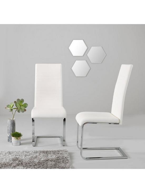 stillFront image of pair-of-jet-faux-leather-cantilever-dining-chairs-white