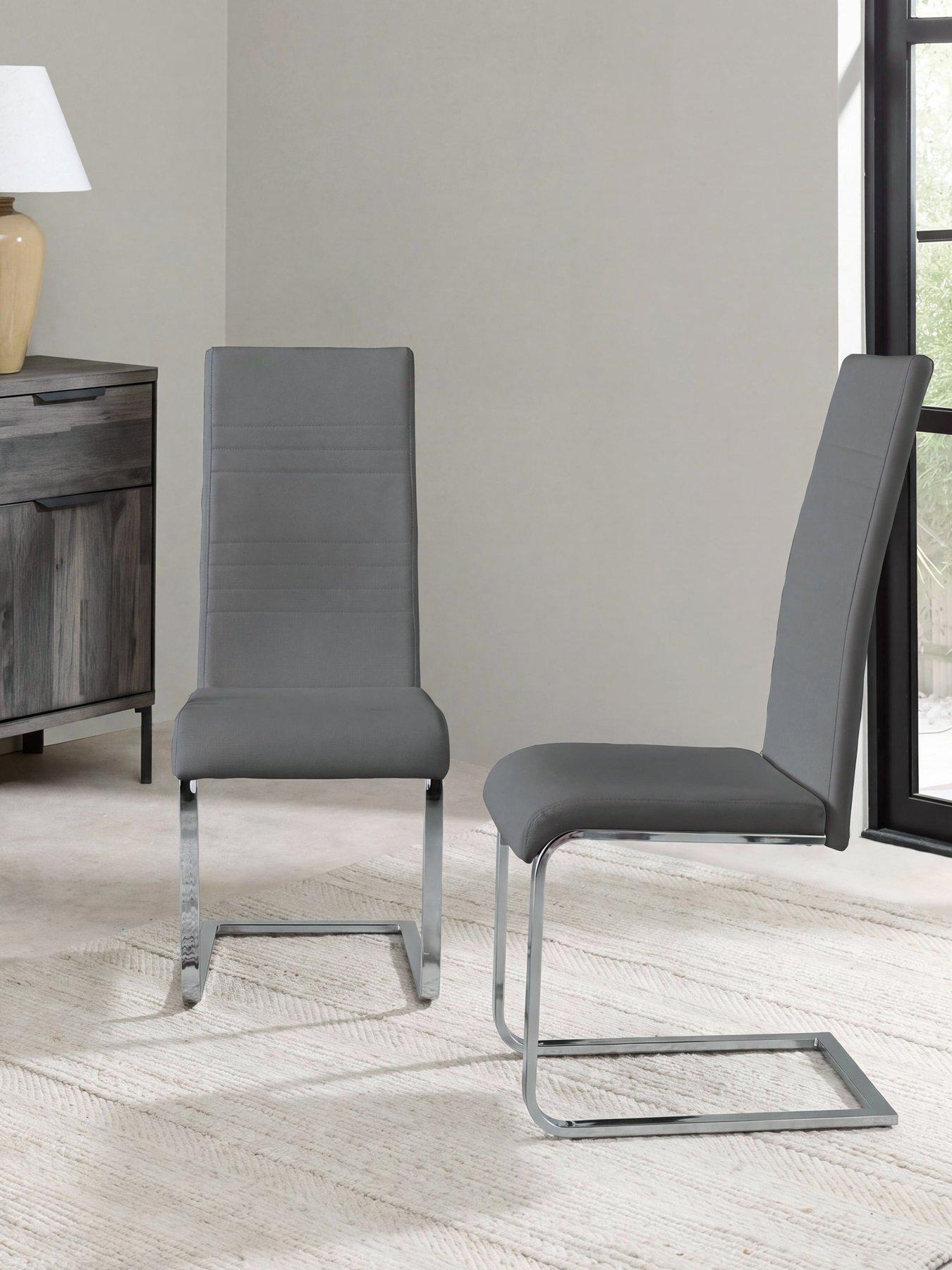 Image 1 of 5 of The Very Collection Pair of Jet Faux Leather Cantilever Dining Chairs - Grey