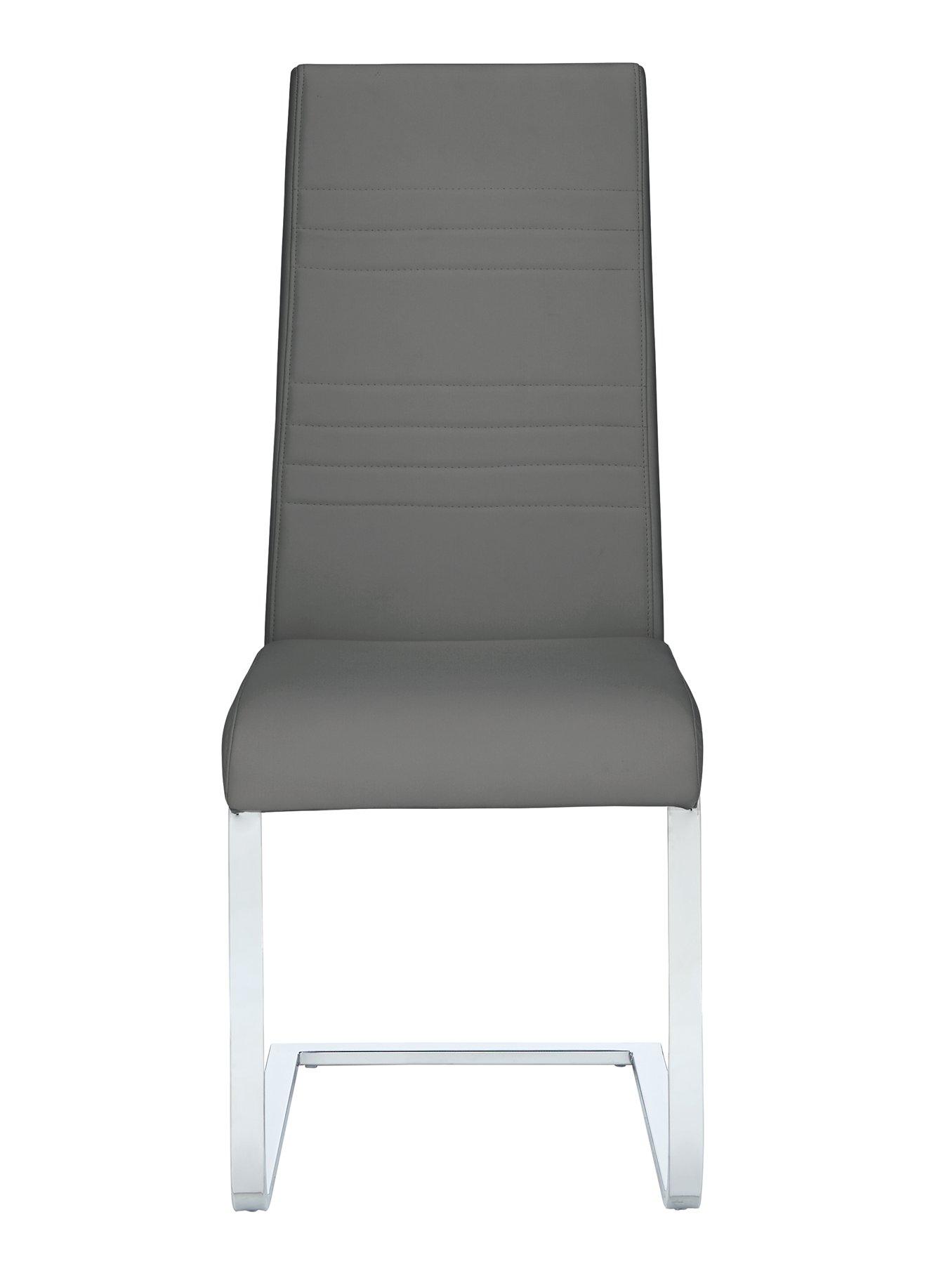 The Very Collection Pair of Jet Faux Leather Cantilever Dining Chairs - Grey
