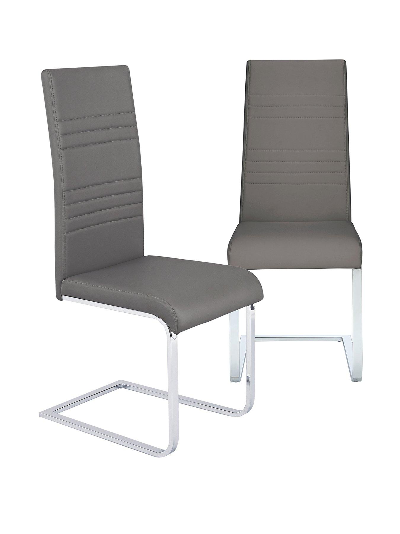 Image 2 of 5 of The Very Collection Pair of Jet Faux Leather Cantilever Dining Chairs - Grey