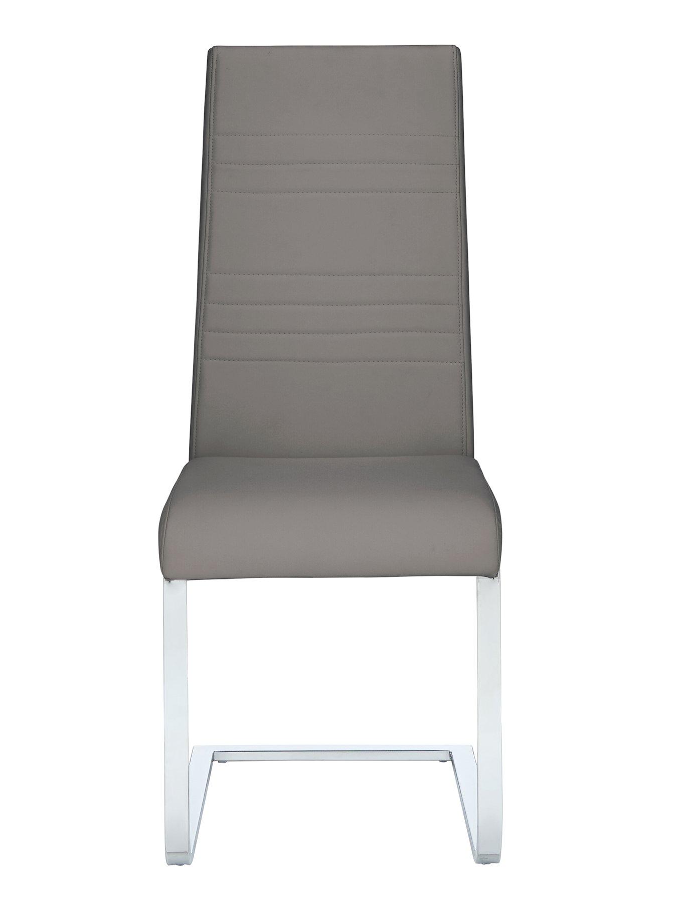 Image 3 of 5 of The Very Collection Pair of Jet Faux Leather Cantilever Dining Chairs - Grey