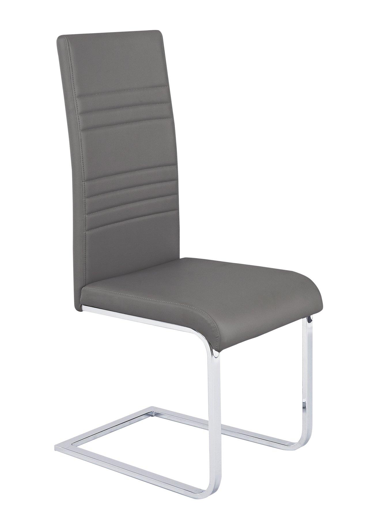 Image 4 of 5 of The Very Collection Pair of Jet Faux Leather Cantilever Dining Chairs - Grey