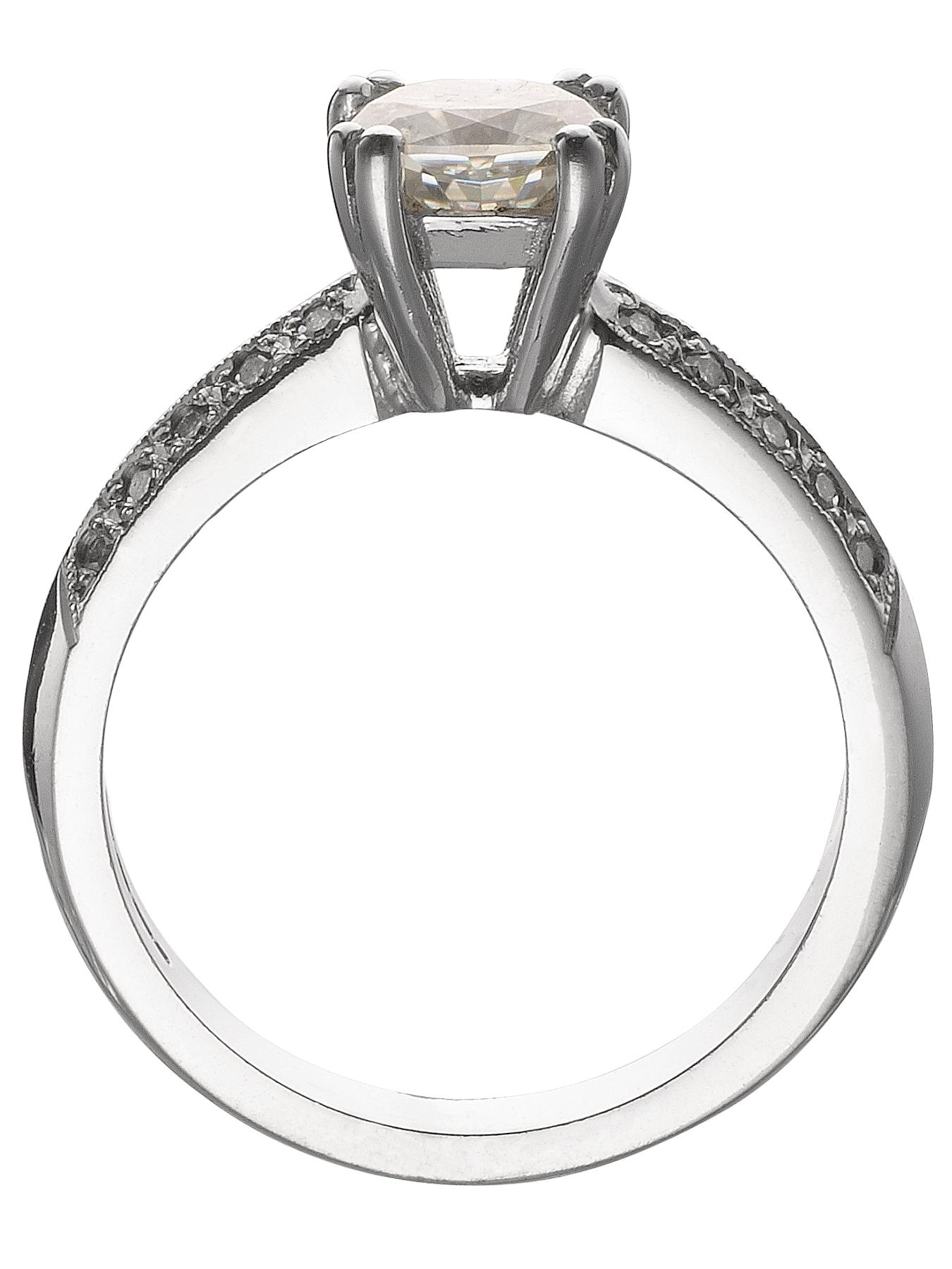 Image 2 of 3 of Moissanite 18 Carat White Gold 100pt Equivalent Cushion Cut Ring