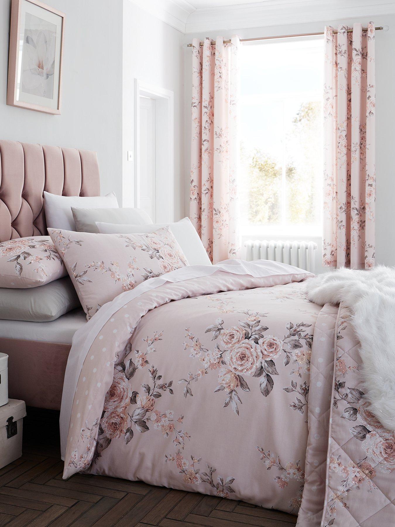 catherine-lansfield-canterbury-glitter-bedspread-throw-blush-pink