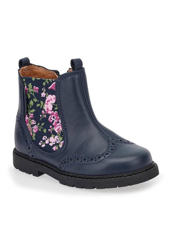 front image of start-rite-girlsnbspchelsea-navynbspleather-floralnbsppull-on-zip-up-boots-blue