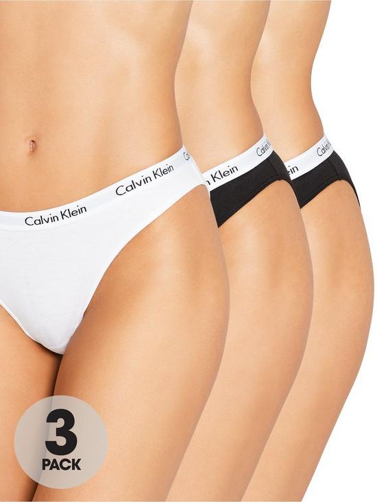 front image of calvin-klein-pack-of-3-logo-waistband-briefs-blackwhite