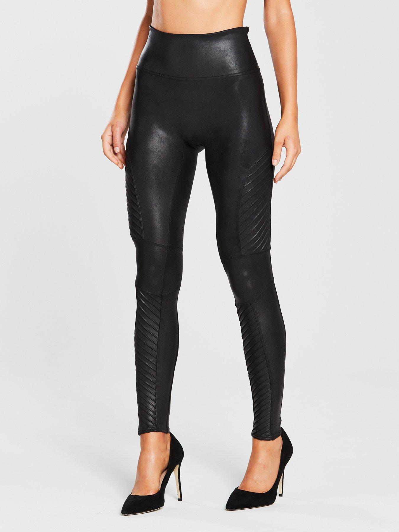 Vivienne Faux Leather Button Front Leggings in Black