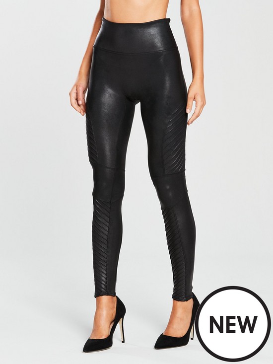 front image of spanx-firm-control-faux-leather-moto-leggings-black
