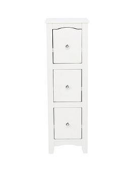 Lloyd Pascal Bude 3 Drawer Bathroom Cabinet (Includes Chrome And Crystal Handles)