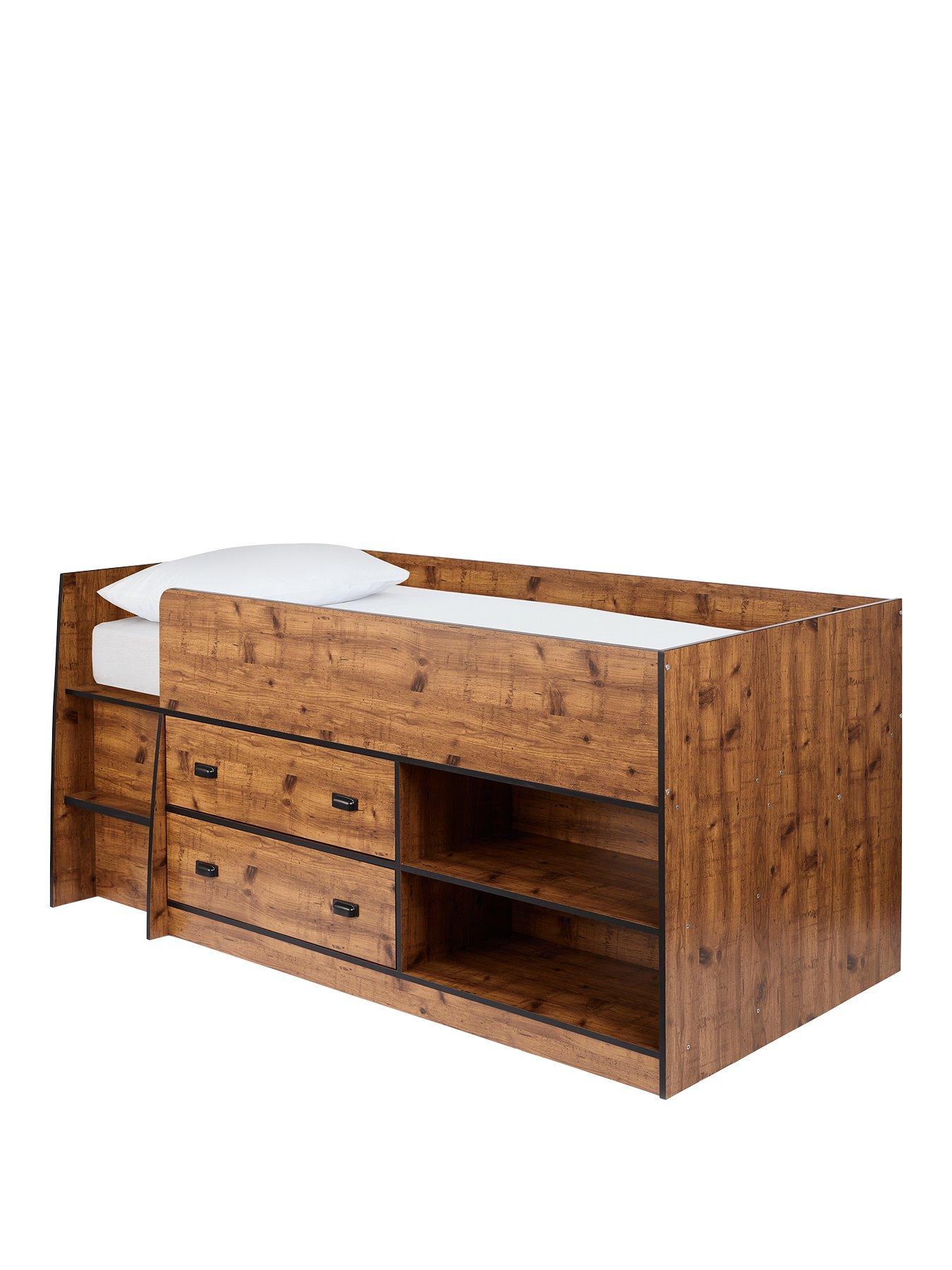front image of very-home-jackson-mid-sleeper-bed-with-mattress-options-buy-and-save-rustic-pine