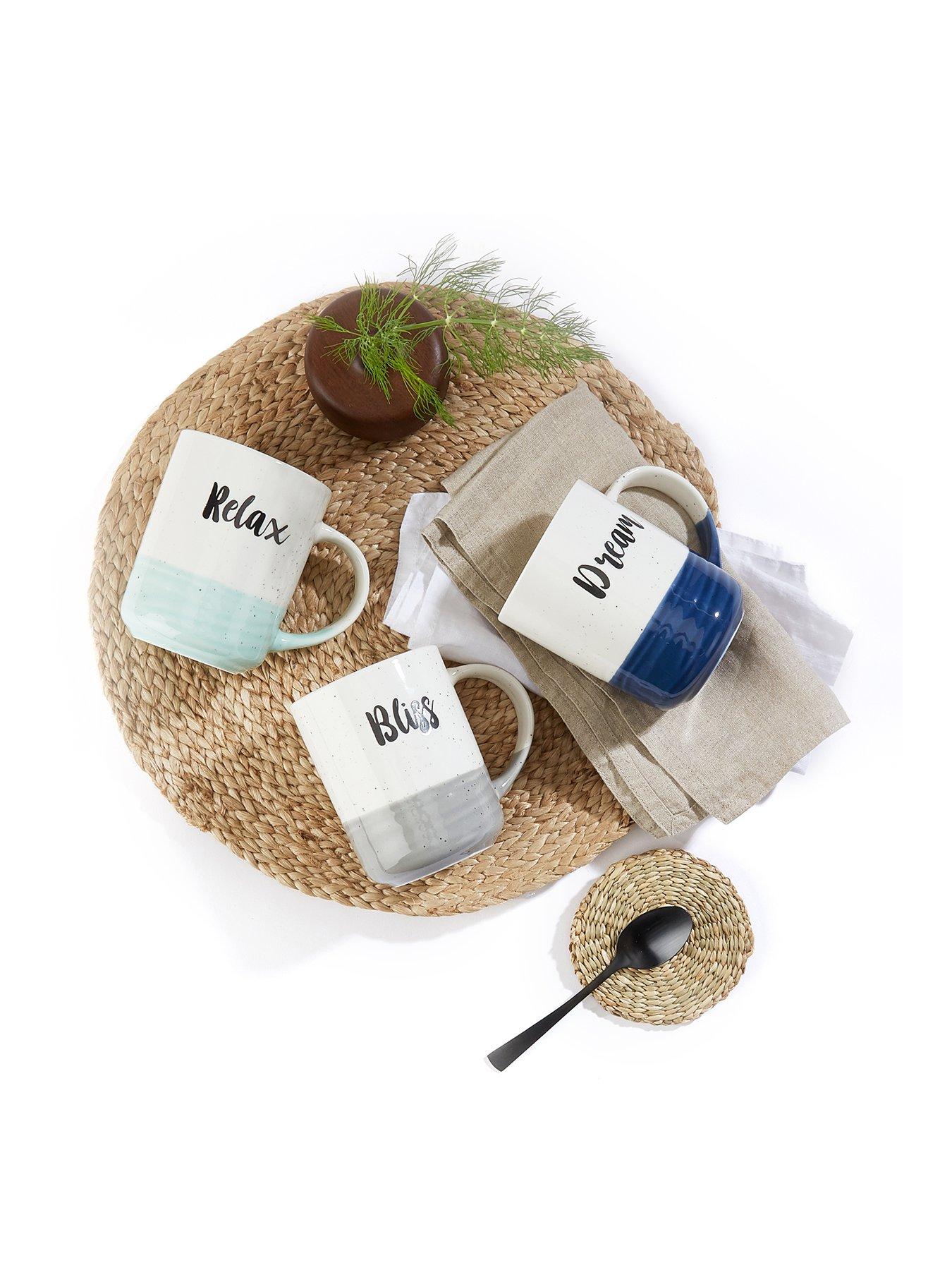 undefined Dipped Glaze Slogan Mugs – Set of 6