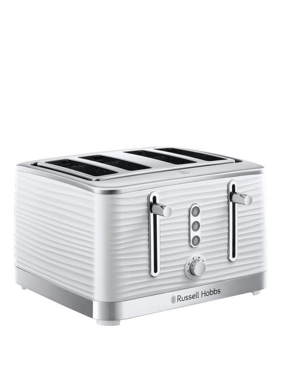 front image of russell-hobbs-inspire-4-slice-white-textured-plastic-toaster-24380