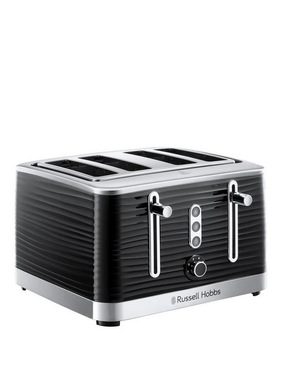 front image of russell-hobbs-inspire-4-slice-black-textured-plastic-toaster-24381