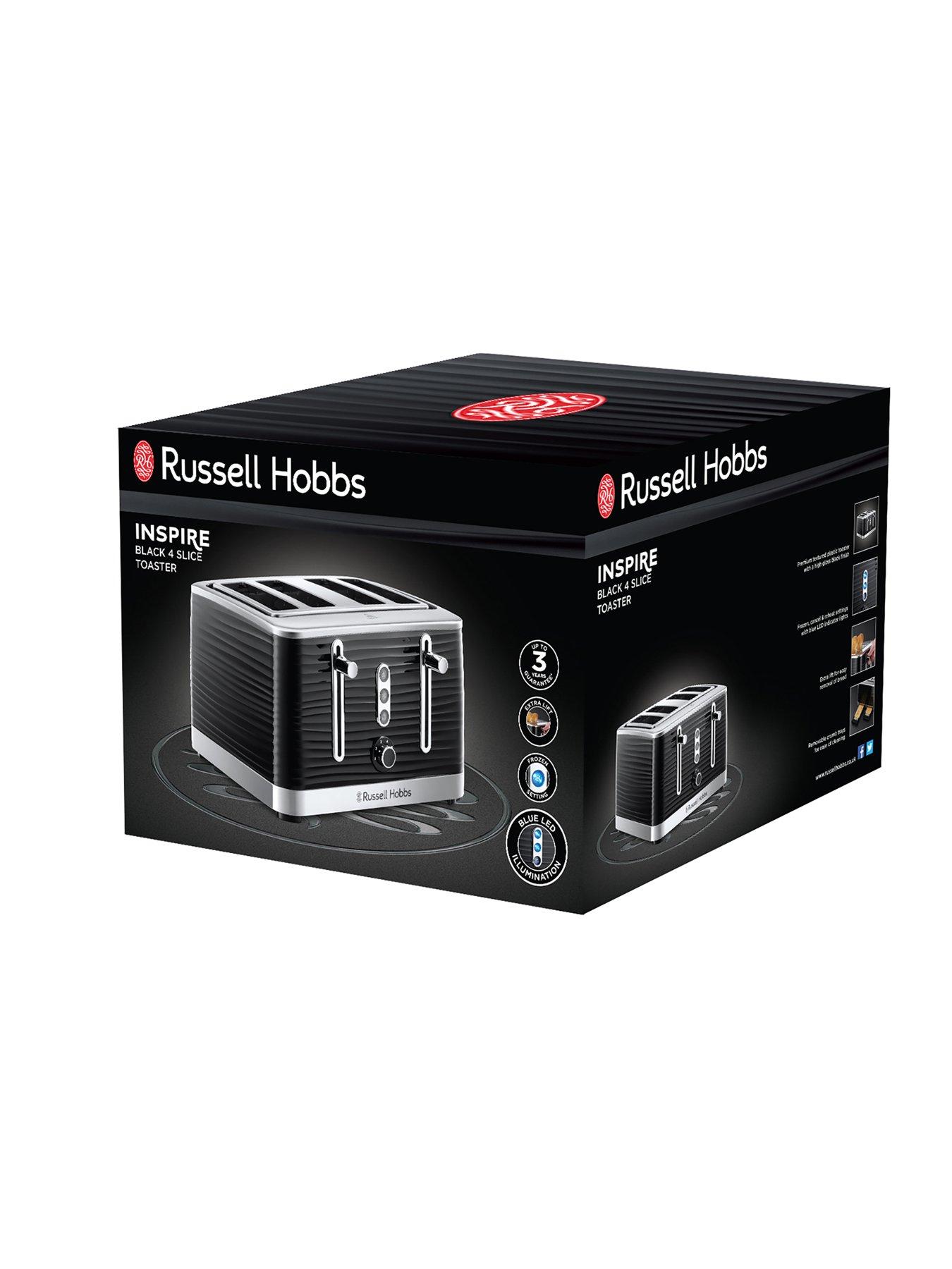 Russell Hobbs Inspire 4 Slice Black Textured Plastic Toaster 24381