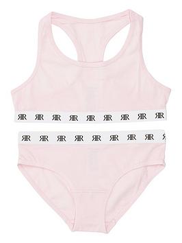 River Island River Island Girls Racer Crop Top And Briefs Set - Pink Picture