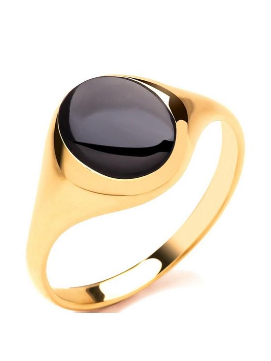 front image of love-gold-9ct-gold-round-onyx-signet-ring