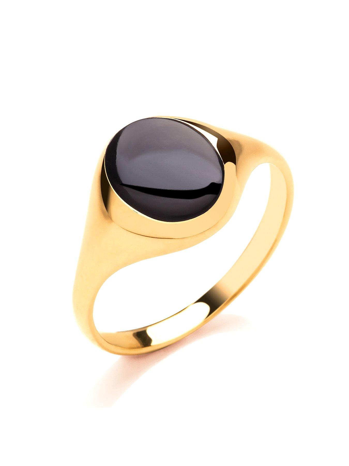 Image 2 of 2 of The Love Collection 9ct Gold Round Onyx Signet Ring