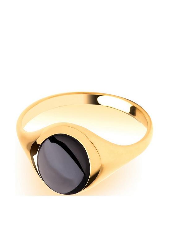 stillFront image of love-gold-9ct-gold-round-onyx-signet-ring