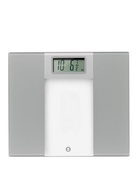 front image of weight-watchers-extra-wide-glass-slim-bathroom-scale