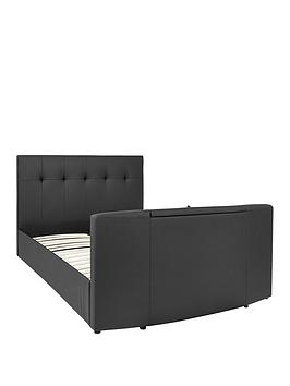 Very Rialto Faux Leather Tv Bed With Bluetooth, Usb Charging And Mattress  ... Picture