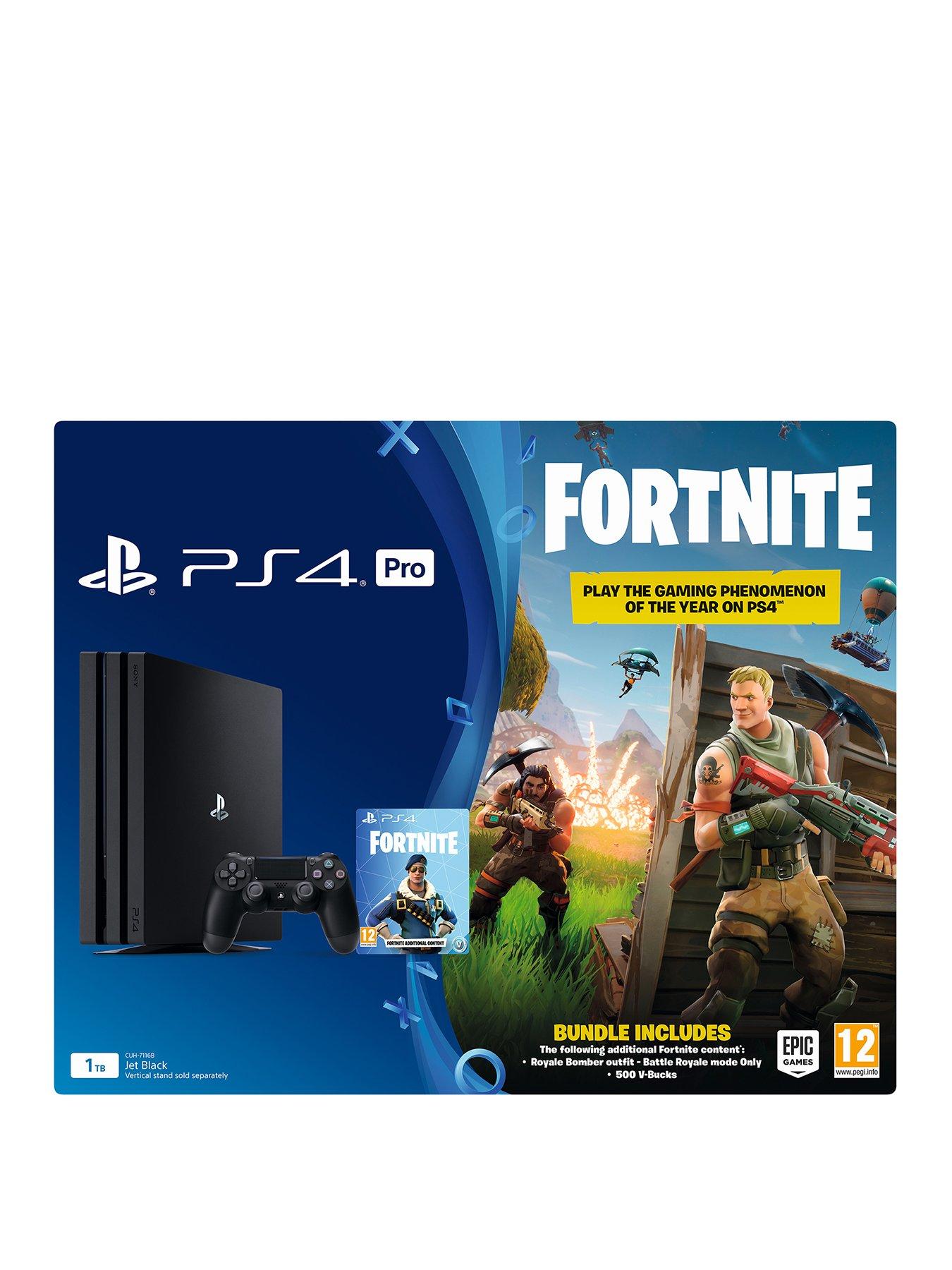 playstation 4 pro ps4 pro black console with fortnite royal bomber skin and 500 v bucks black dualshock controller and 365 day psn subscription - abonnement psn fortnite