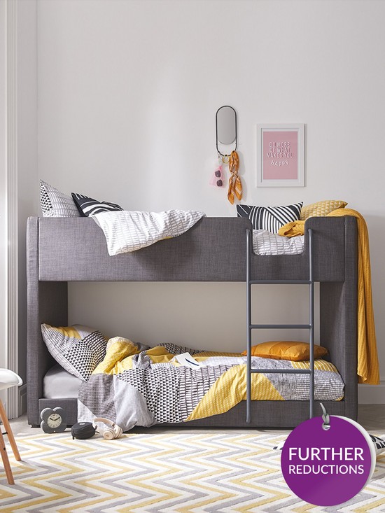 front image of very-home-lubananbspfabric-bunk-bed-frame-with-mattress-options-buy-and-save-grey