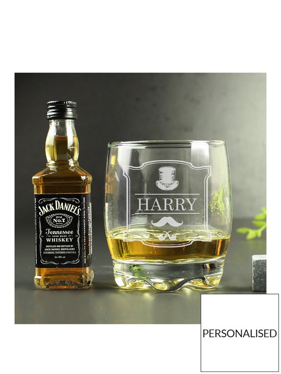 front image of the-personalised-memento-company-personalised-gentlemans-glass-with-a-miniature-jack-daniels