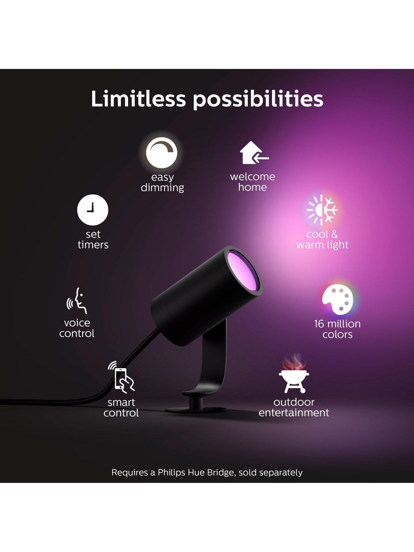 Image 2 of 7 of Philips Hue Hue Outdoor Lily Garden Spotlight Set&nbsp;3x 8W + Base Unit