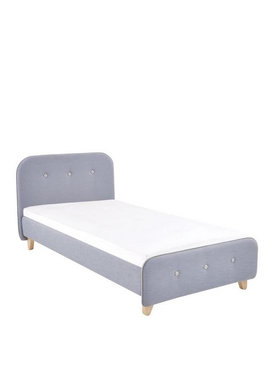 front image of charlie-piped-fabric-kids-single-bed-with-mattress-options-buy-and-save