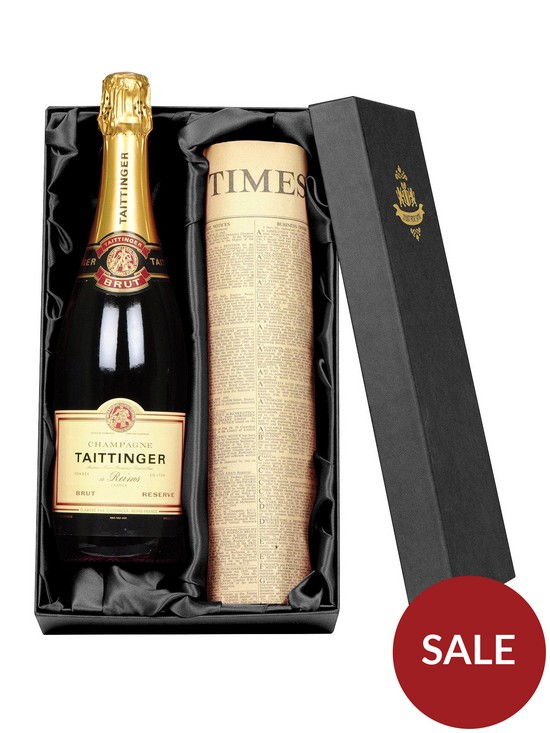 front image of signature-gifts-tattinger-champagne-and-newspaper-in-a-silk-lined-gift-box