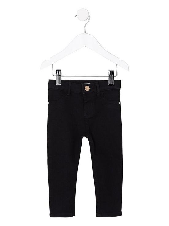 front image of river-island-mini-girls-black-molly-mid-rise-jeggings