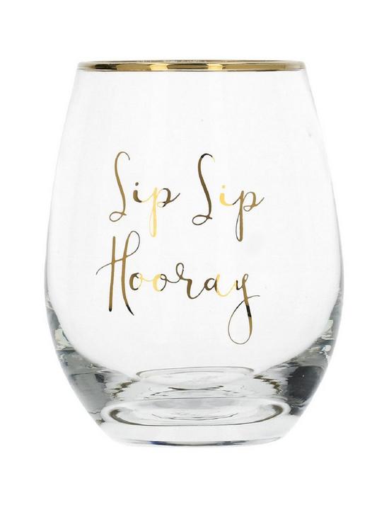 front image of creative-tops-ava-amp-i-sip-sip-hooray-stemless-wine-glass