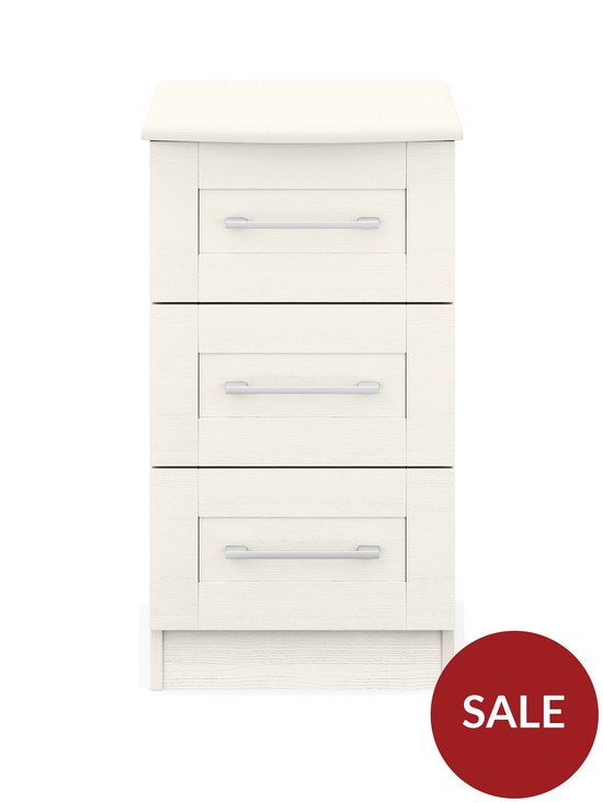 front image of one-call-frodsham-ready-assembled-3-drawer-bedside-chest