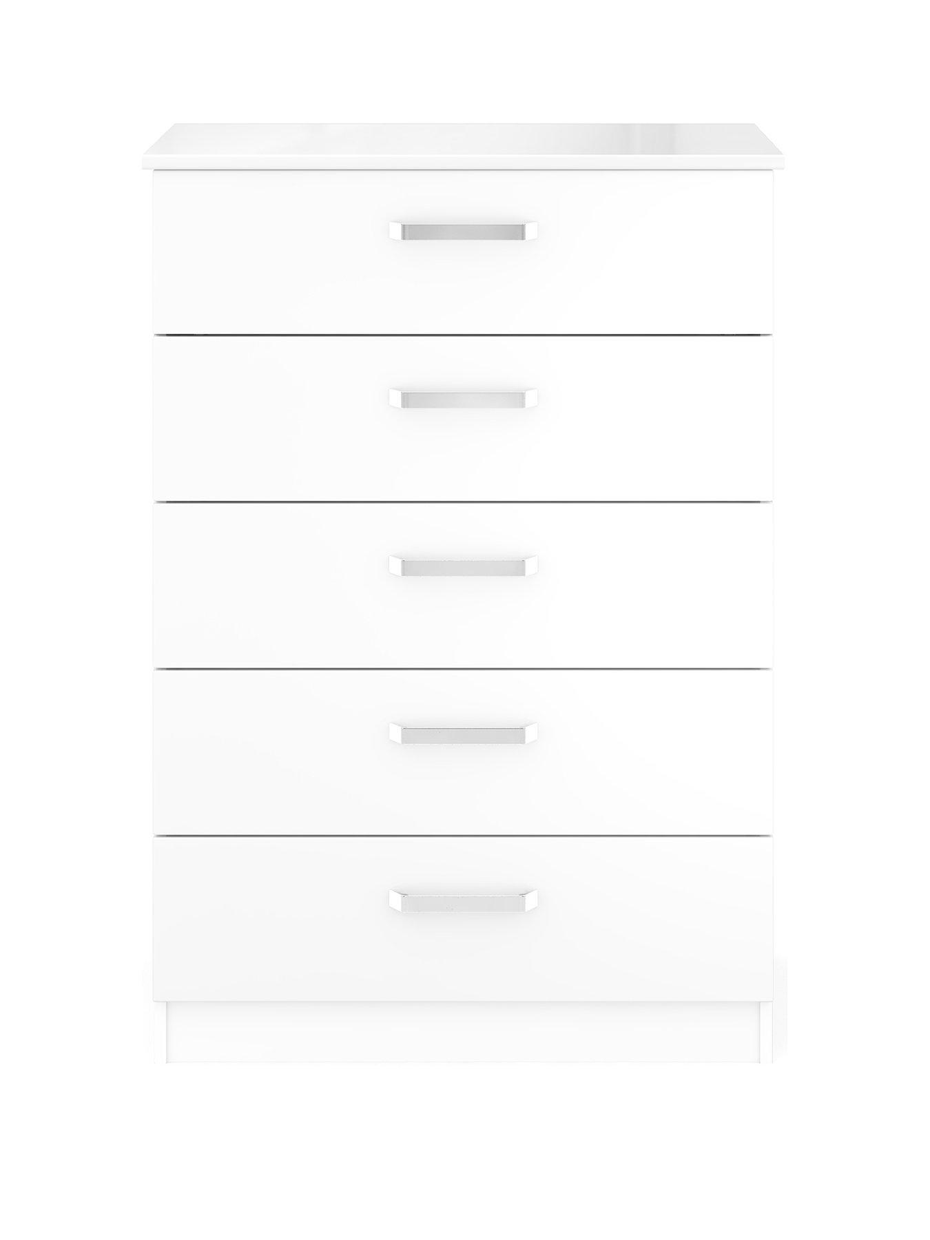 One Call Sanford Ready Assembled High Gloss 5 Drawer Chest