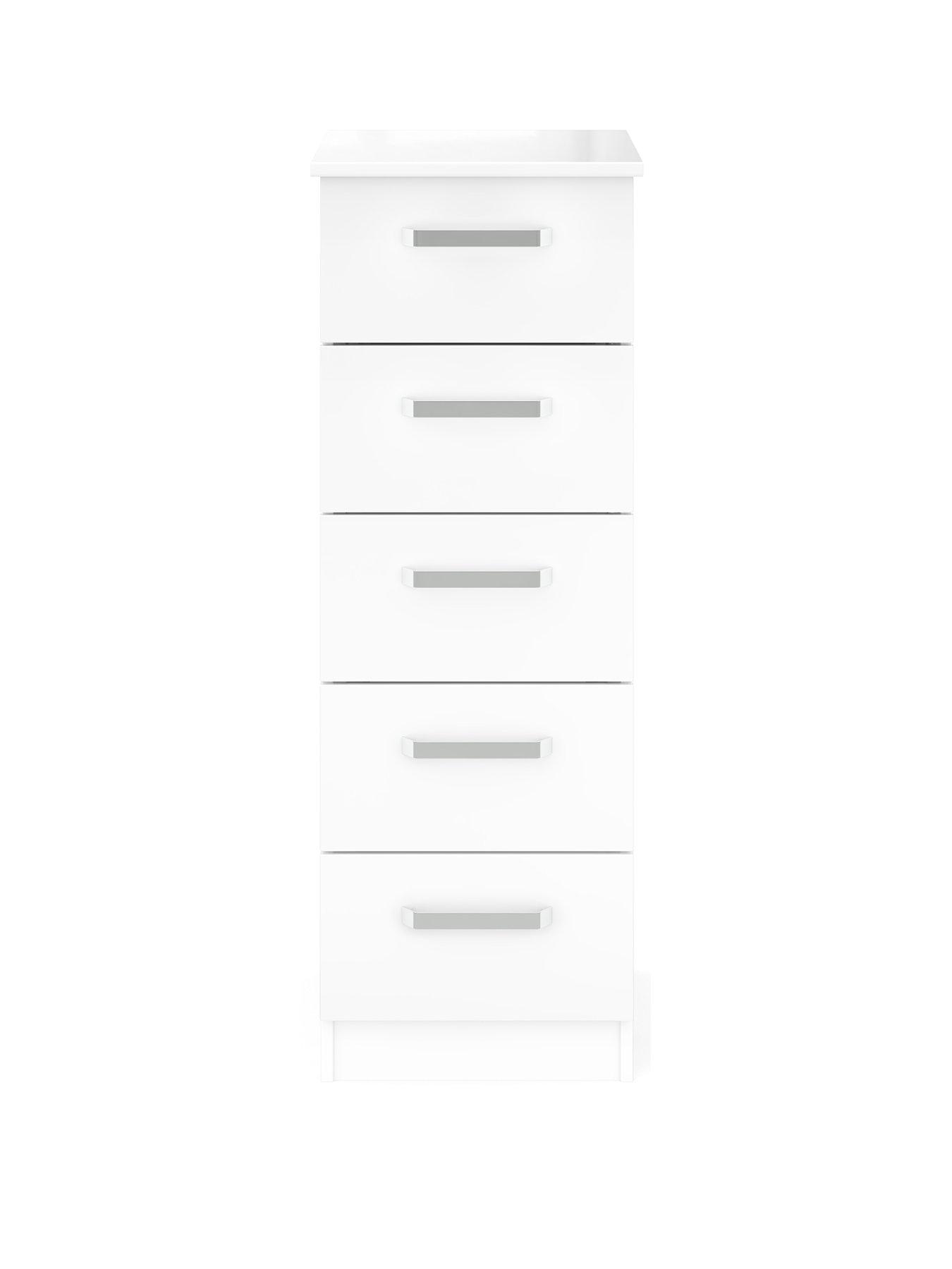 One Call Sanford Ready Assembled High Gloss Narrow 5 Drawer Chest