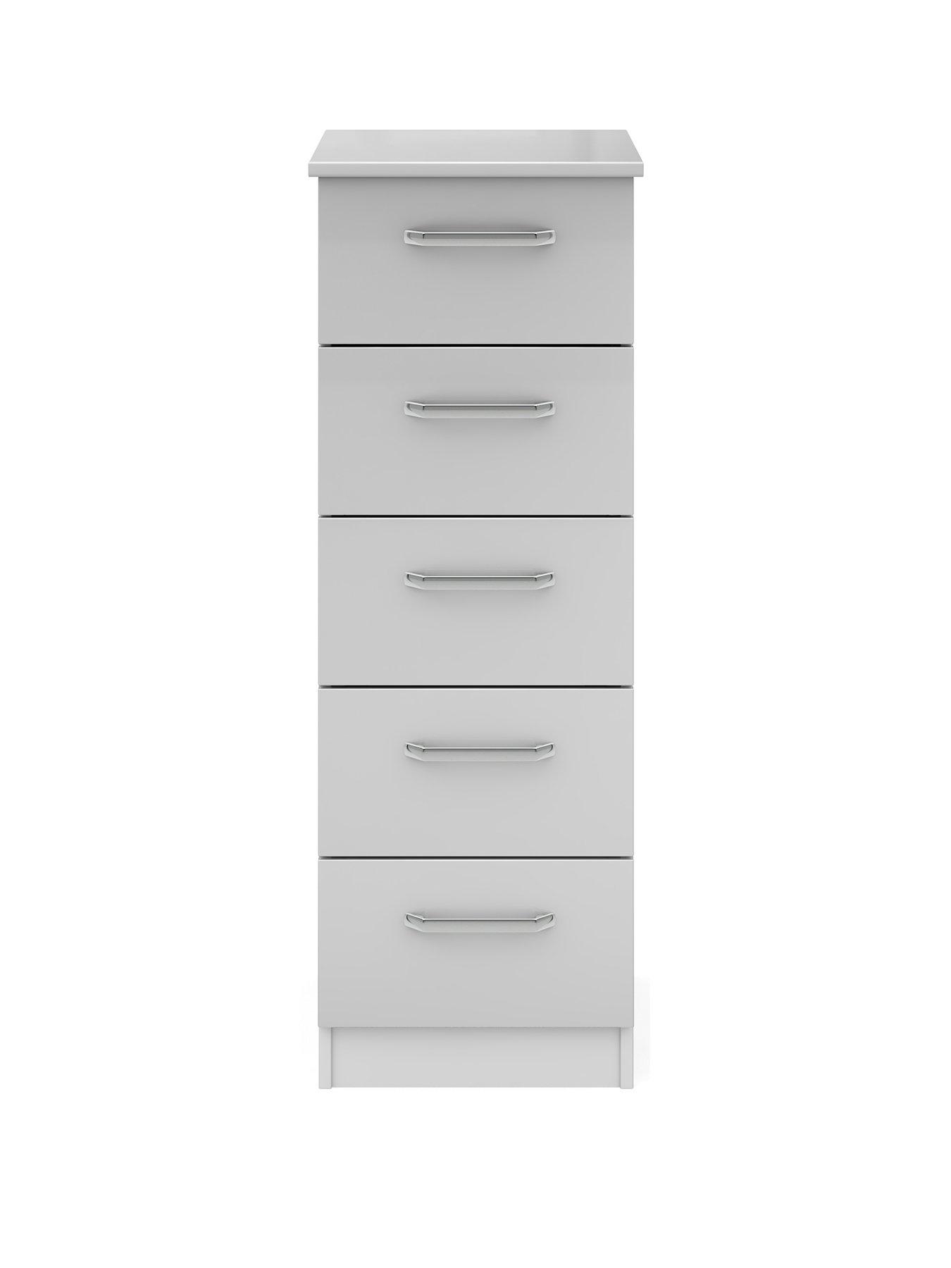 one-call-sanford-ready-assembled-high-gloss-narrow-5-drawer-chest