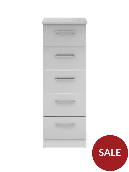 front image of sanford-ready-assembled-high-gloss-narrow-5-drawer-chest