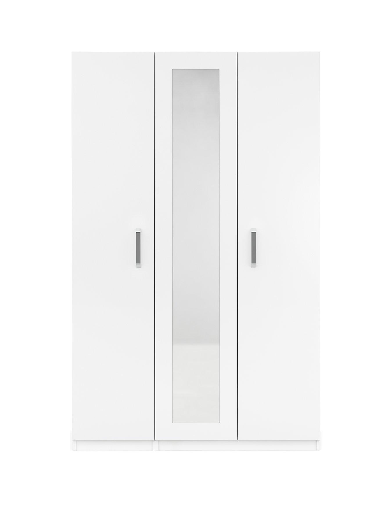 one-call-sanford-part-assemblednbsp3-door-high-gloss-mirrored-wardrobe