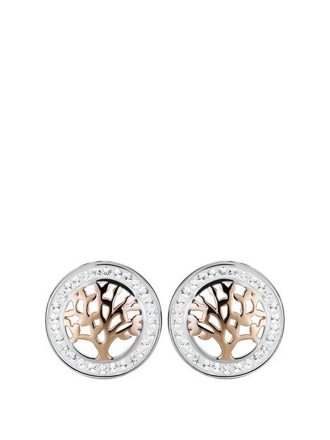 the-love-silver-collection-gold-plated-silver-two-tone-crystal-tree-of-life-stud-earrings