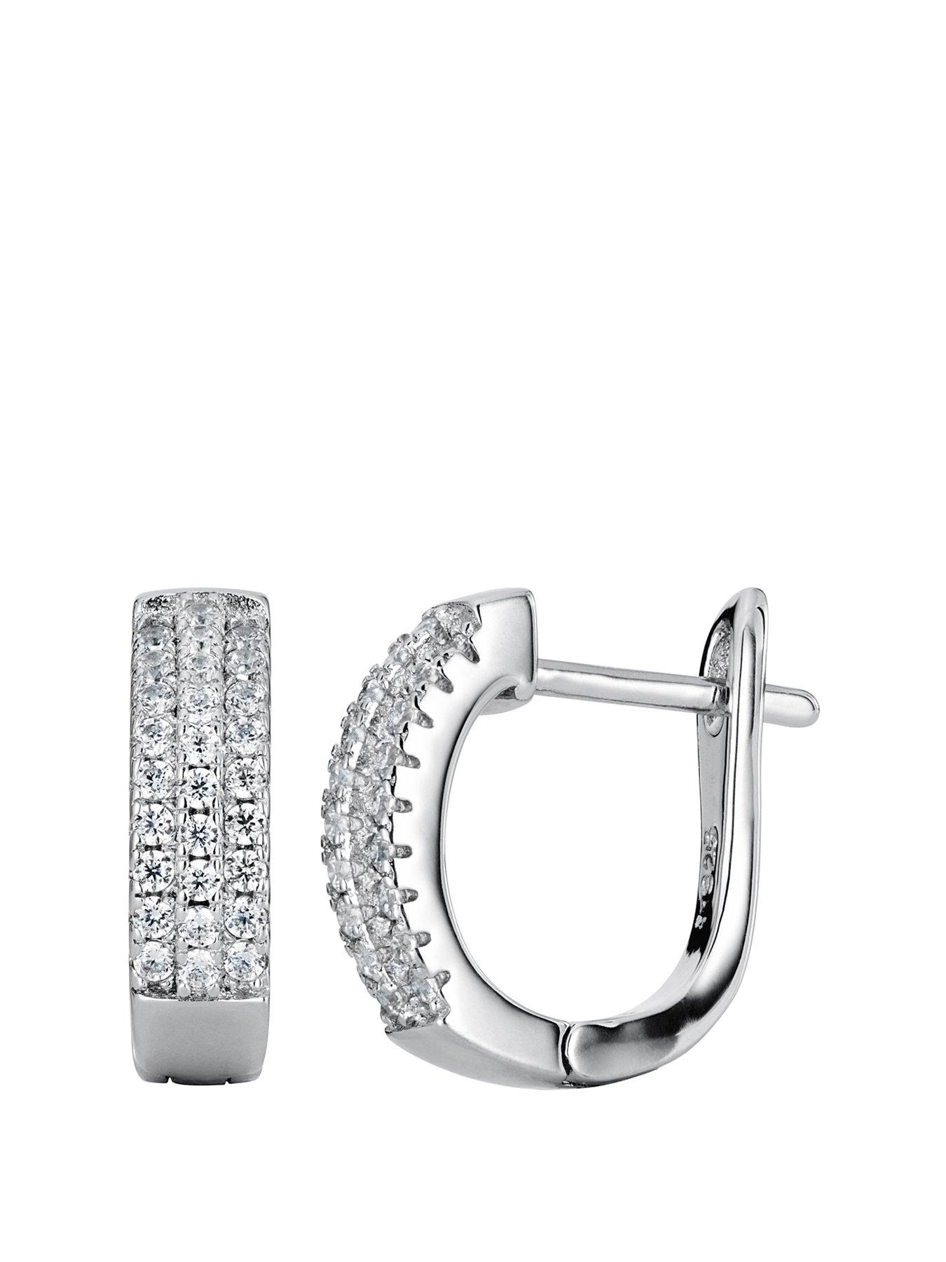 silver zirconia 15mm hoop cubic sterling earrings littlewoods