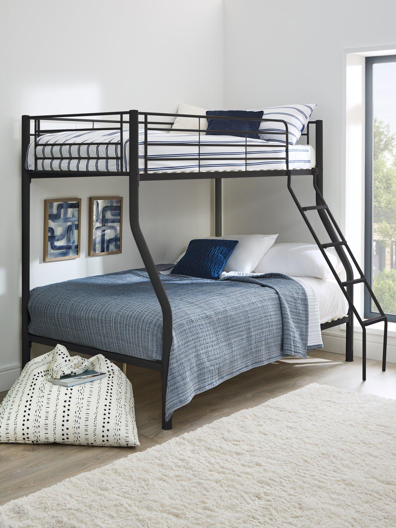 the-very-collection-domino-metal-trio-bunk-bed-with-optional-mattresses-with-ladder-and-top-bunknbspguard-rail