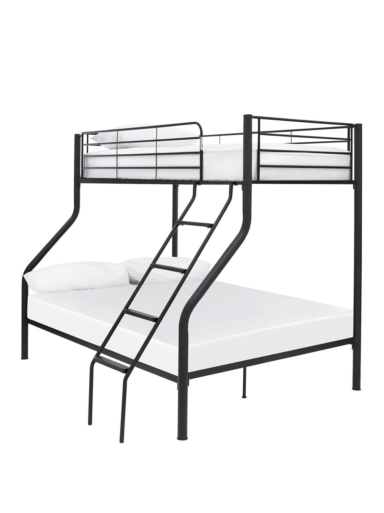 Image 2 of 4 of The Very Collection Domino Metal Trio Bunk Bed with Optional Mattresses - with Ladder and Top Bunk&nbsp;Guard Rail